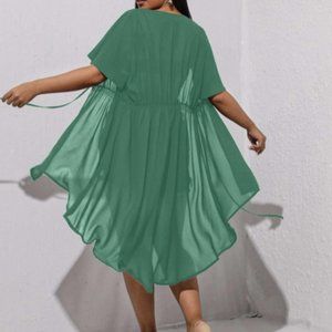 Plus Solid Sheer Chiffon Kimono